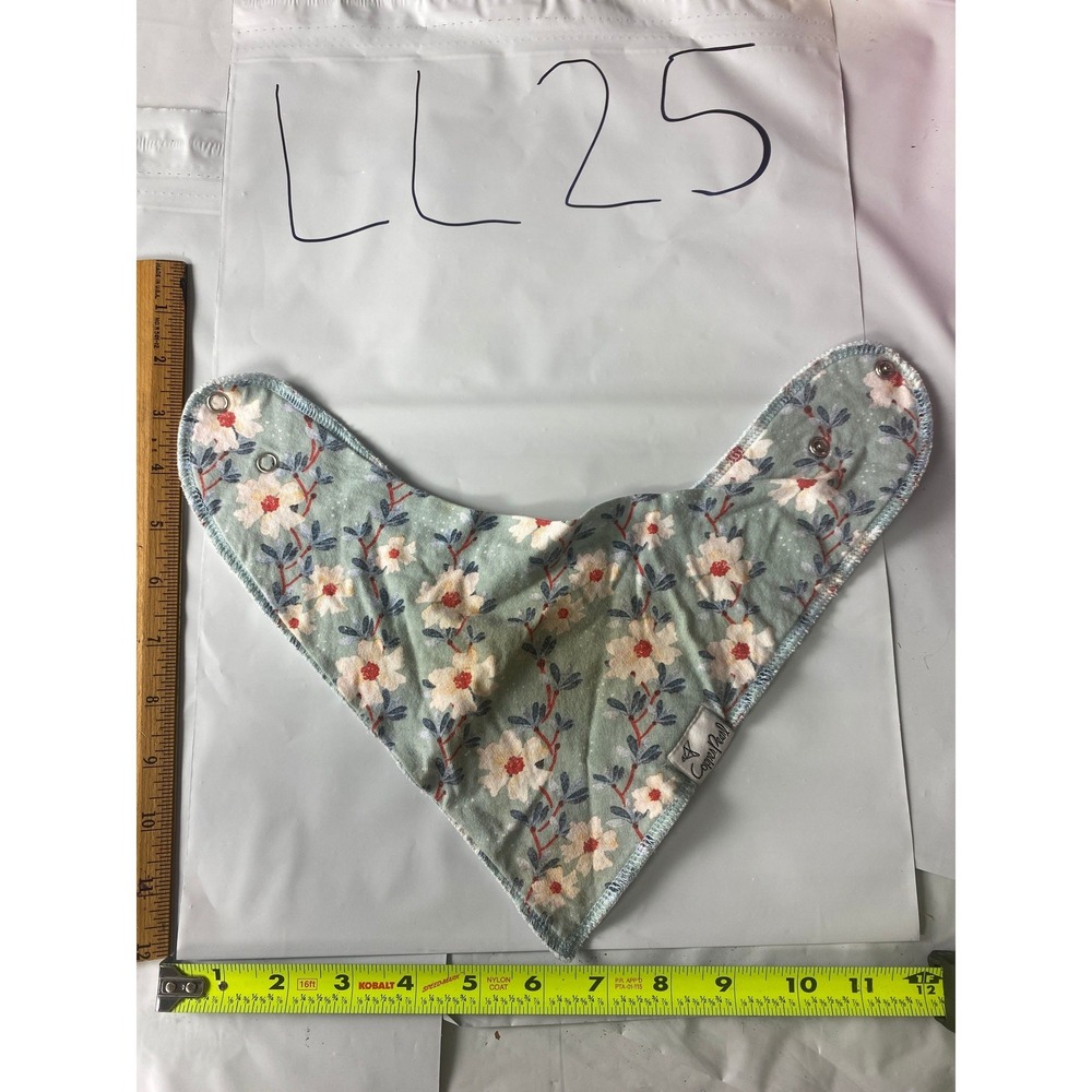 Copper Pearl Baby Bandana Bib Floral Green White Absorbent Snap Closure
